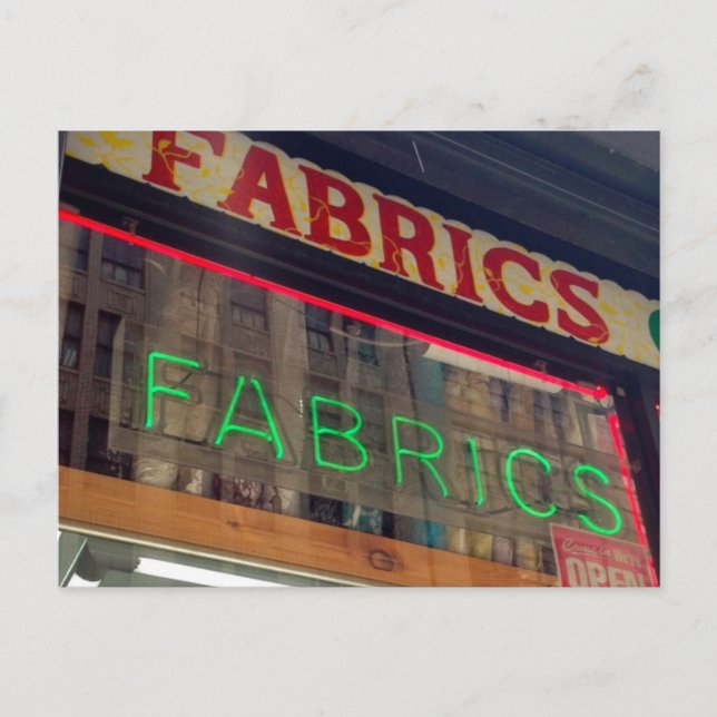 Fabric Store Neon Sign Garment District New York Vykort (Framsida)