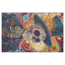 Fabric Tjock Quarter Sugar Skull Day of the dead Tyg