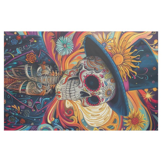 Fabric Tjock Quarter Sugar Skull Day of the dead Tyg (Fat Quarter)