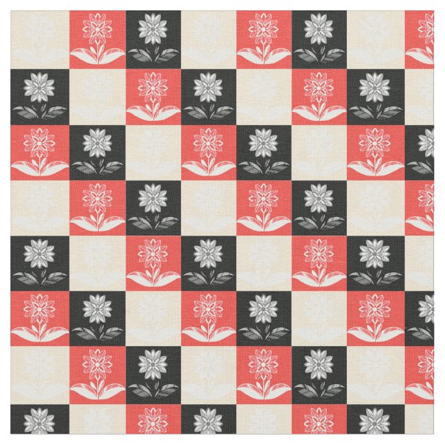 Fabric with a pattern with contrasting squares tyg (Närbild)