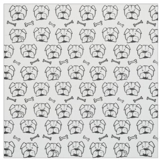 Fabric with an english bulldog pattern tyg