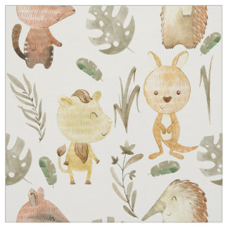 Fabric with australian animals för barn tyg