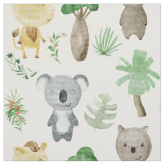 Fabric with australian animals för barn tyg
