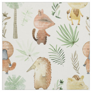 Fabric with australian animals för barn tyg