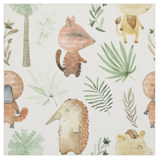 Fabric with australian animals för barn tyg (Provkarta)