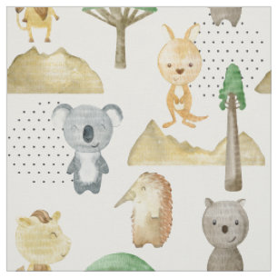 Fabric with australian animals för barn tyg