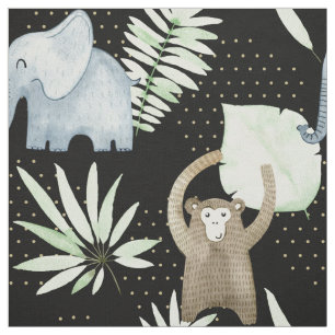 Fabric with safari animals för barn tyg