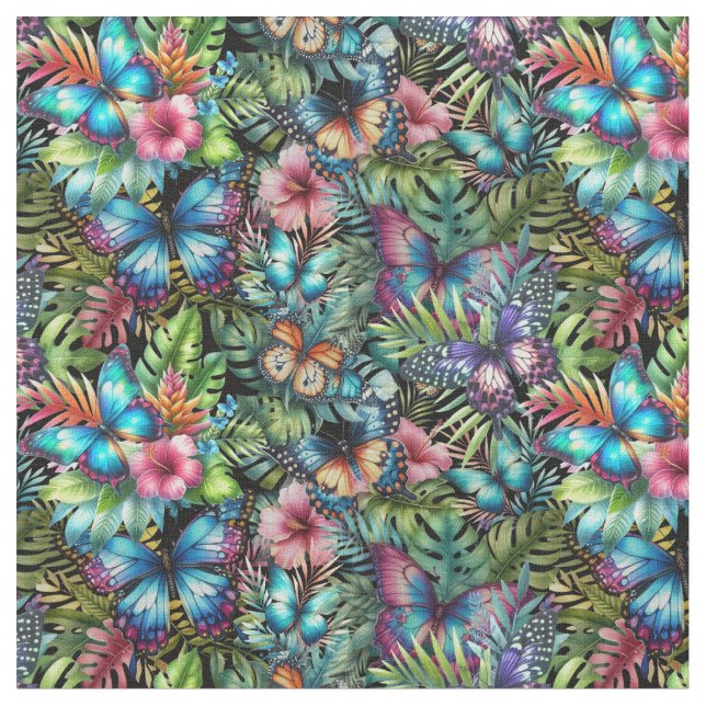 Fabric with snowstorms “Flight in the jungle” Tyg (Närbild)