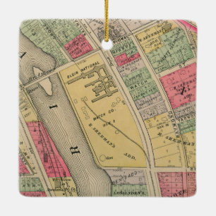 Fabrik för Elgin Illinois 1871 kartaElgin klocka Julgransprydnad Keramik