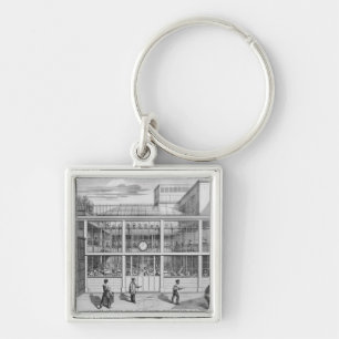 Fabrik för pistolkassetter, Usine Chaudun Fyrkantig Silverfärgad Nyckelring