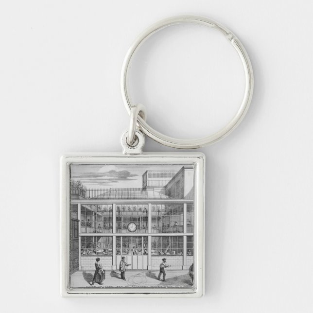 Fabrik för pistolkassetter, Usine Chaudun Fyrkantig Silverfärgad Nyckelring (Framsidan)