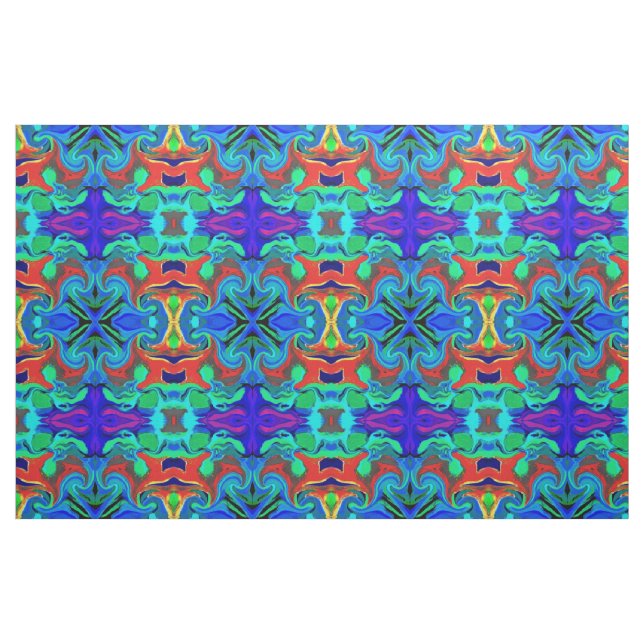 FABRIK OCH KRAFT BLÅ OCH RÖD FÄRG TYG (Fat Quarter)
