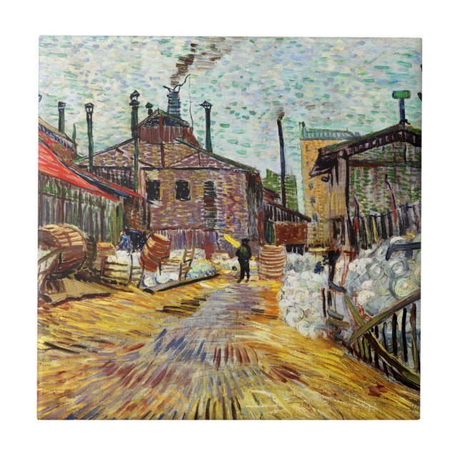 Fabriken (1887) av Vincent Van Gogh Kakelplatta (Framsidan)