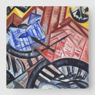 Fabriken och bron fyrkantig klocka