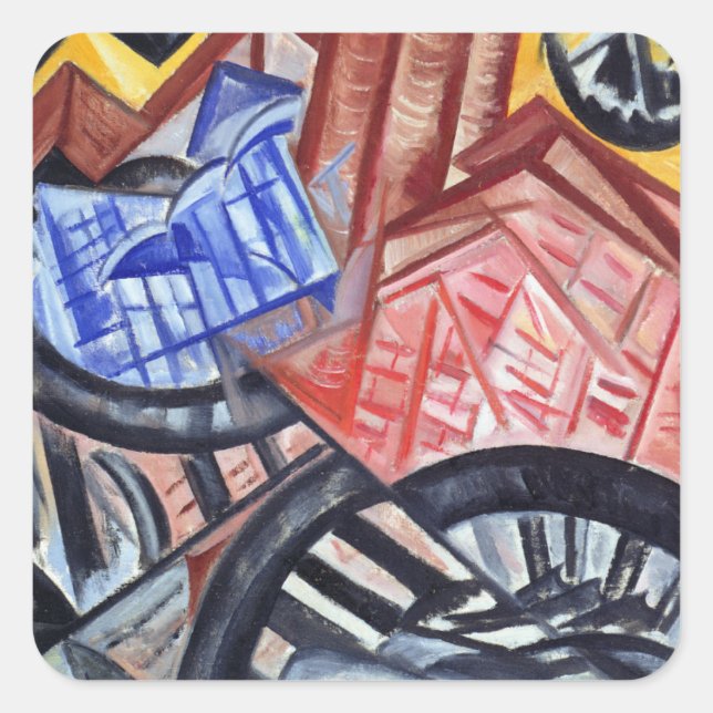 Fabriken och bron fyrkantigt klistermärke (Framsida)