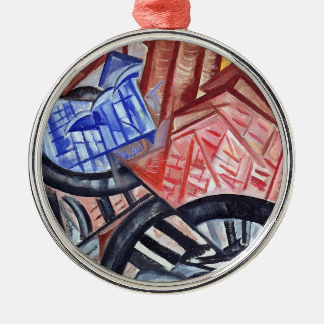 Fabriken och överbrygga julgransprydnad metall (Framsidan)