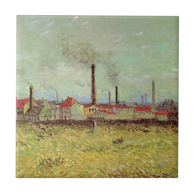 Fabriker i Asnieres av Vincent van Gogh Kakelplatta (Framsidan)