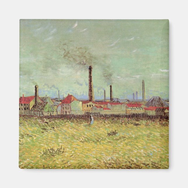 Fabriker i Asnieres av Vincent van Gogh Magnet (Framsidan)
