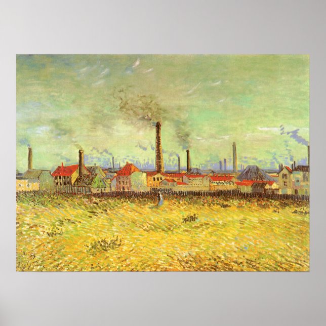 Fabriker i Asnieres av Vincent van Gogh Poster (Framsidan)