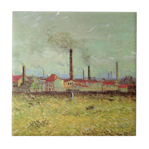 Fabriker vid Asnieres av Vincent van Gogh Kakelplatta
