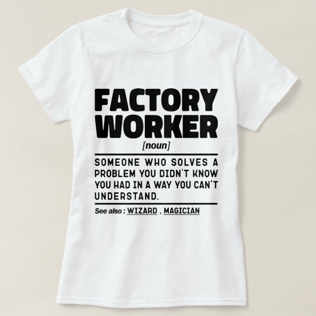 Fabriksarbetare Noun Definition Sarkastic Ord T Shirt (Design framsida)
