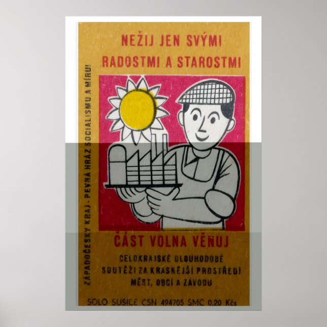 Fabriksarbetare - Tändsticksasktryck - Estetisk Vä Poster (Framsidan)