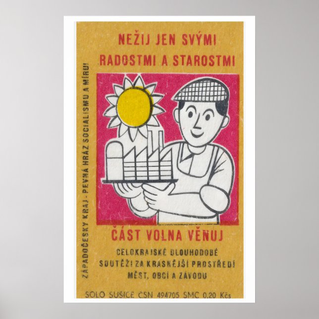 Fabriksarbetare - Tändsticksasktryck - Estetisk Vä Poster (Framsidan)