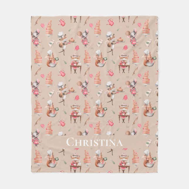 Fabriksbrunt eget namn på grädddjurskakor fleecefilt (Framsidan)