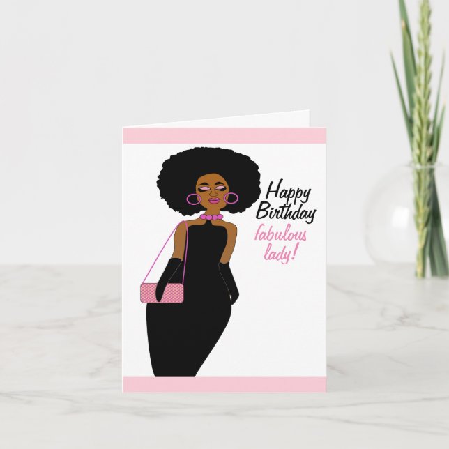 Fabulat African American Dam Birthday Kort (Framsida)