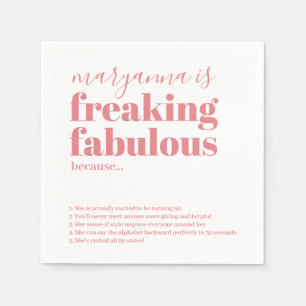Fabulat Birthday Facts Rosa Personlig Napkins Pappersservett