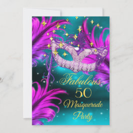 Fabulat Birthday teal Lila rosa Masqueramask Inbjudningar