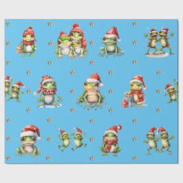 Fabulat Frogs Jul-Helgdag på Blue Presentpapper