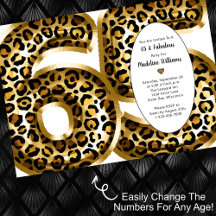 Fabulat Gold Foil Leopard Skriv ut ÅR Birthday