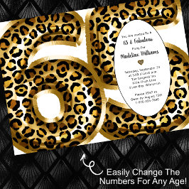 Fabulat Gold Foil Leopard Skriv ut ÅR Birthday Inbjudningar