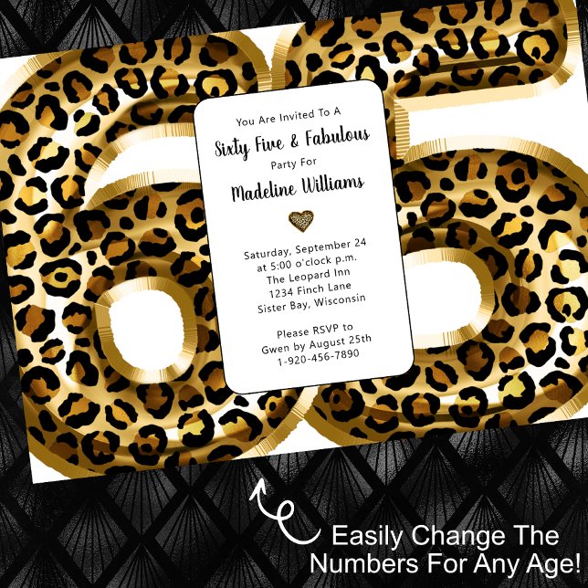 Fabulat Gold Foil Leopard Skriv ut ÅR Birthday Inbjudningar (Skapare uppladdad)
