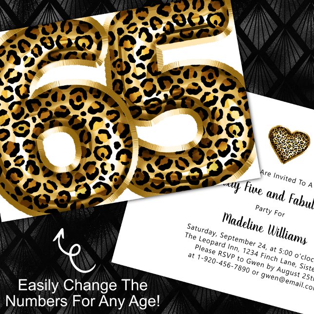 Fabulat Gold Foil Leopard Skriv ut ÅR Birthday Inbjudningar (Skapare uppladdad)
