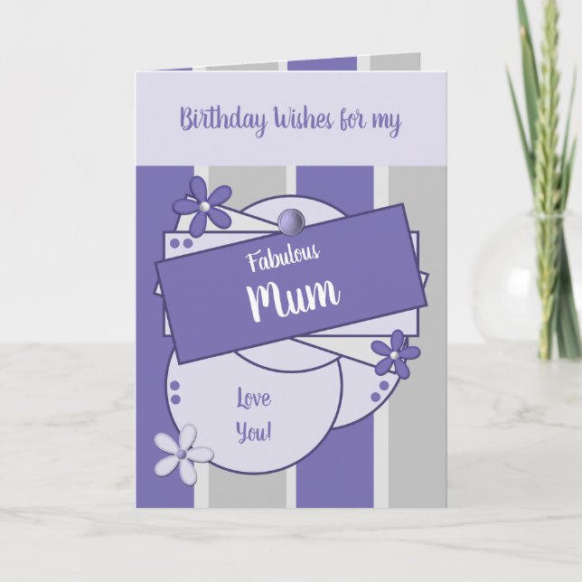 Fabulat Morsa Birthday önskemål lila Card Kort (Framsida)