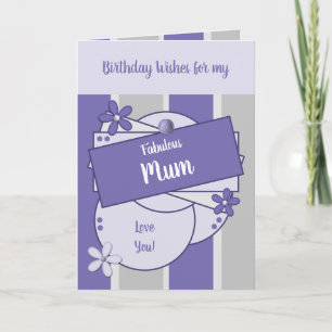 Fabulat Morsa Birthday önskemål lila Card Kort