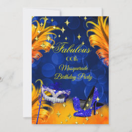 Fabulerad blå Gult Födelsedagsfest Inbjudningar