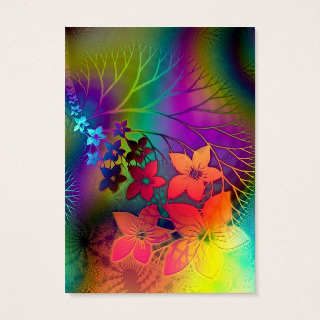 Fabulerad Blommigt Fractural Rainbow Parad Visitkort (Baksidan)