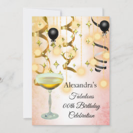 Fabulerad Champagne Guld Rosa Ljus Party Inbjudan