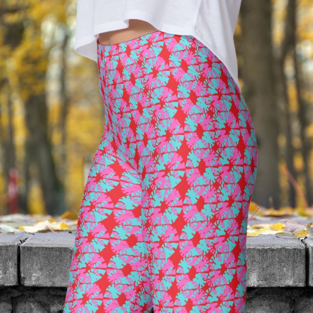 Fabulerad ljusröd fasskift Mönster Leggings (Phase Shift on Bright Red Leggings)