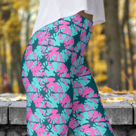 Fabulerad Mörk Teal Blue Phase Shift Mönster Leggings