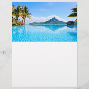 Fabulerat tropiskt sjölandskap reklamblad