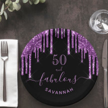 Fabulös födelsedag svart lila glitter gnistra 50