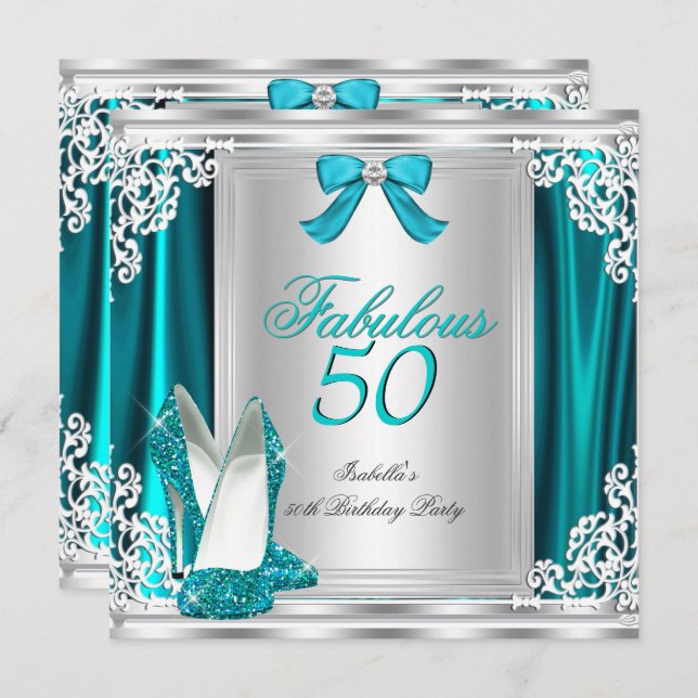 Fabulösa 50 50:e Födelsedagsfestens uppblåsningssk Inbjudningar (Fram/baksida)