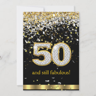 Fabulösa 50 Guld Silver Strömmar 50-årsdag B Inbjudningar