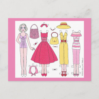 Fabulösa femtedelar: Marilyn Pappra doll Postcard Vykort