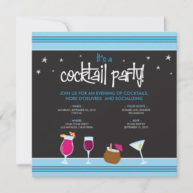 Fabulöst Festive Cocktail Party (aqua) Inbjudningar (Framsida)