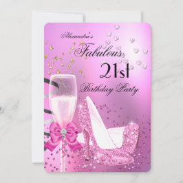 Fabulous 21st Shimmer Ljus rosa Heels Birthday 2 Inbjudningar